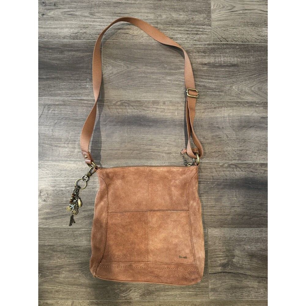 The Sak Women's Tan Leather Crossbody Purse, Suede Feel, New, No Tags, Med Sz